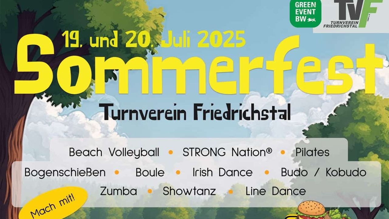 TV Friedrichstal lädt ein zum Sommerfest am 19. und 20. Juli – Sport, Spaß und Gemeinschaft erleben!